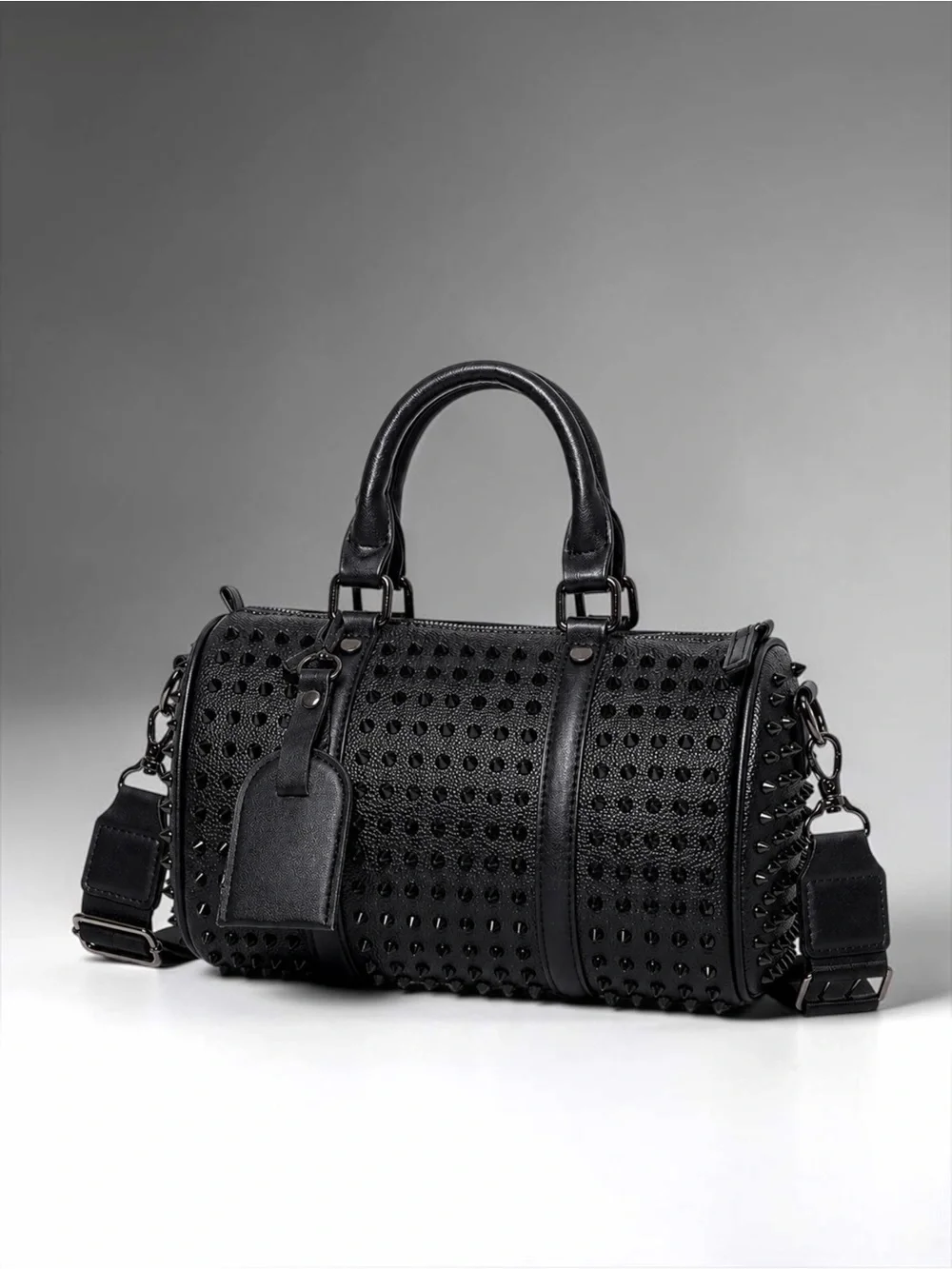 TULX Black Studded Leather Shoulder Crossbody Unisex Bag NWT Luxury Style